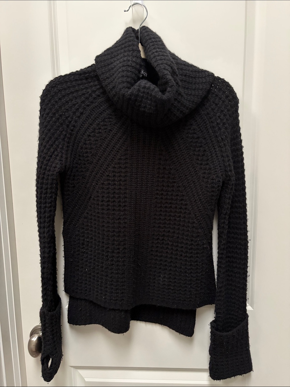 INTERMIX Black Chunky Cowl Neck Sweater
